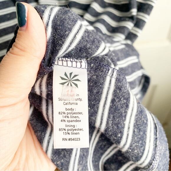 Athleta Striped Linen Blend Vida Sleeveless Dress Navy White Classic Size XS - Picture 6 of 12